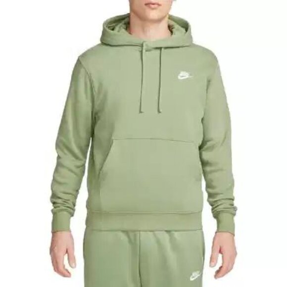 Nike Men's Club Pullover Hoodie Sweatshirt in Oil Green/White - Picture 1 of 8